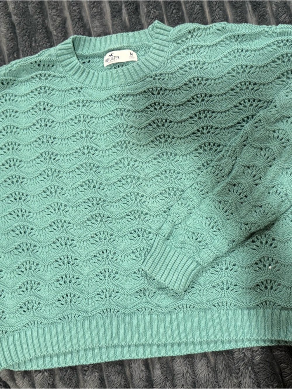 Hollister Mint Green Openwork Crewneck Sweater